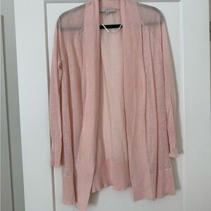 LOFT Pink Cardigan Sweater Open-Front Style